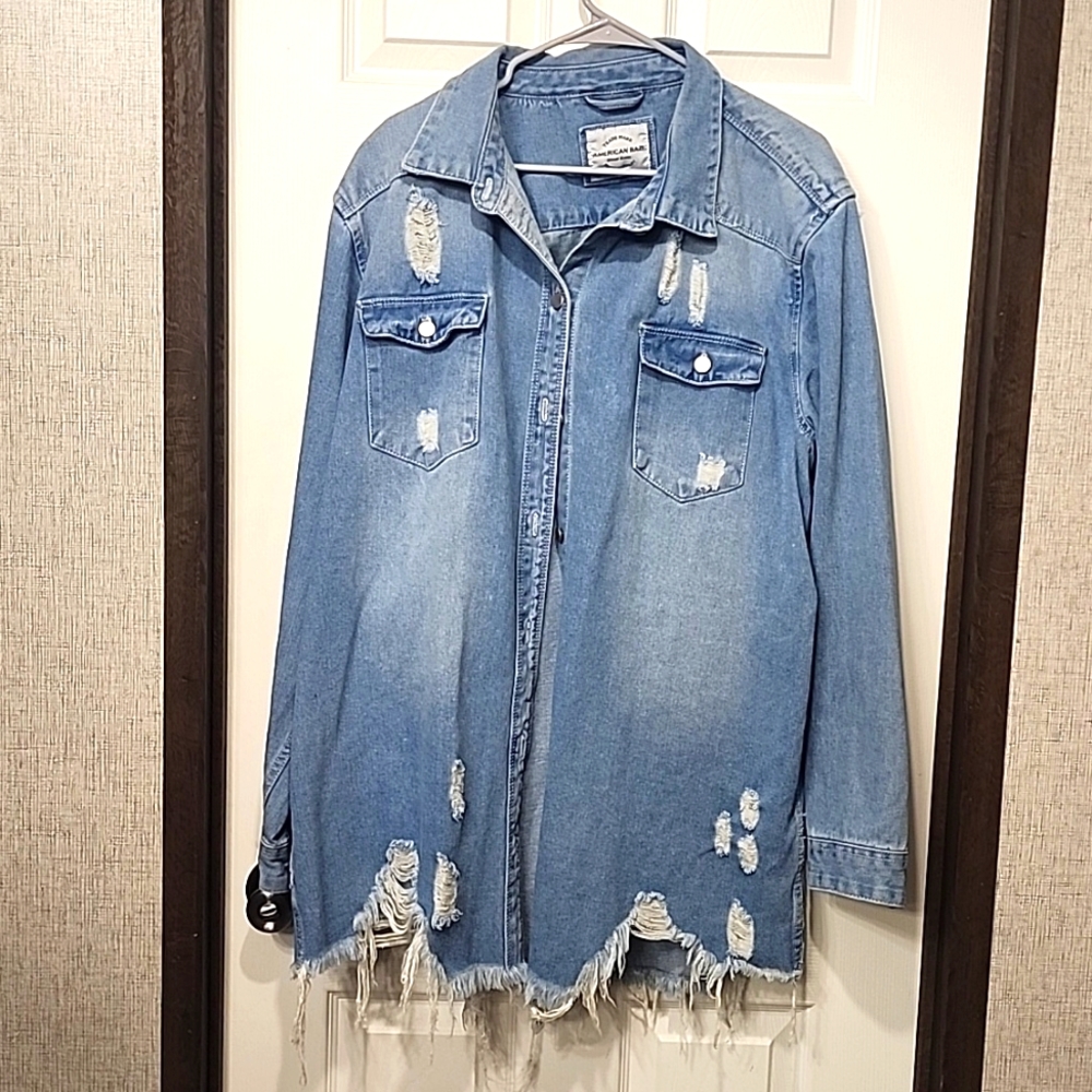 A denim button up shirt